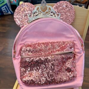 Disney Pink Sequin Backpack with Tiara Ears